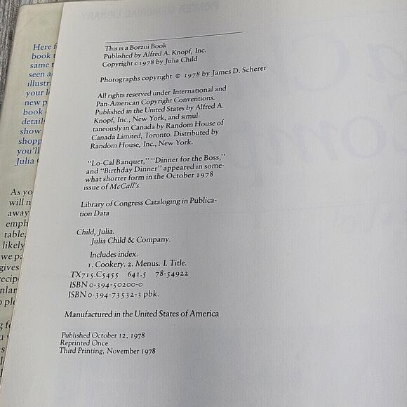 Vintage Julia Child & Company Hardcover 1978 Cookbook Julia Child Recipes - Picture 7 of 15